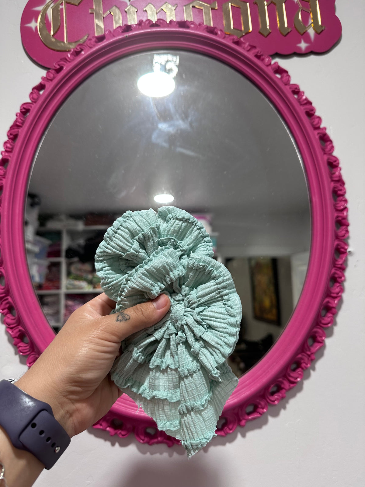 Pastel green ruffles  - Headwraps