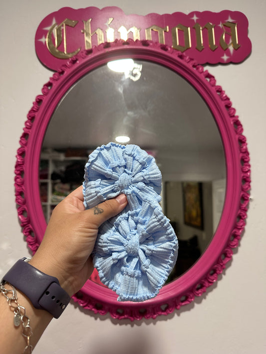 Pastel Blue Ruffles - Piggies & Single Bows